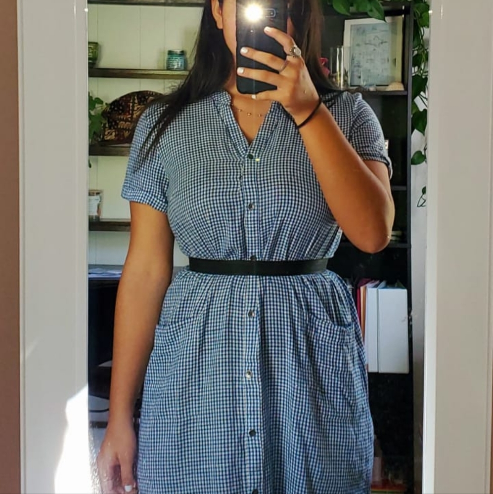 Blue checkered dress
